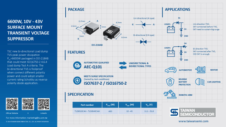 Key information of 6600W TVS summarized in graphic elements and picture